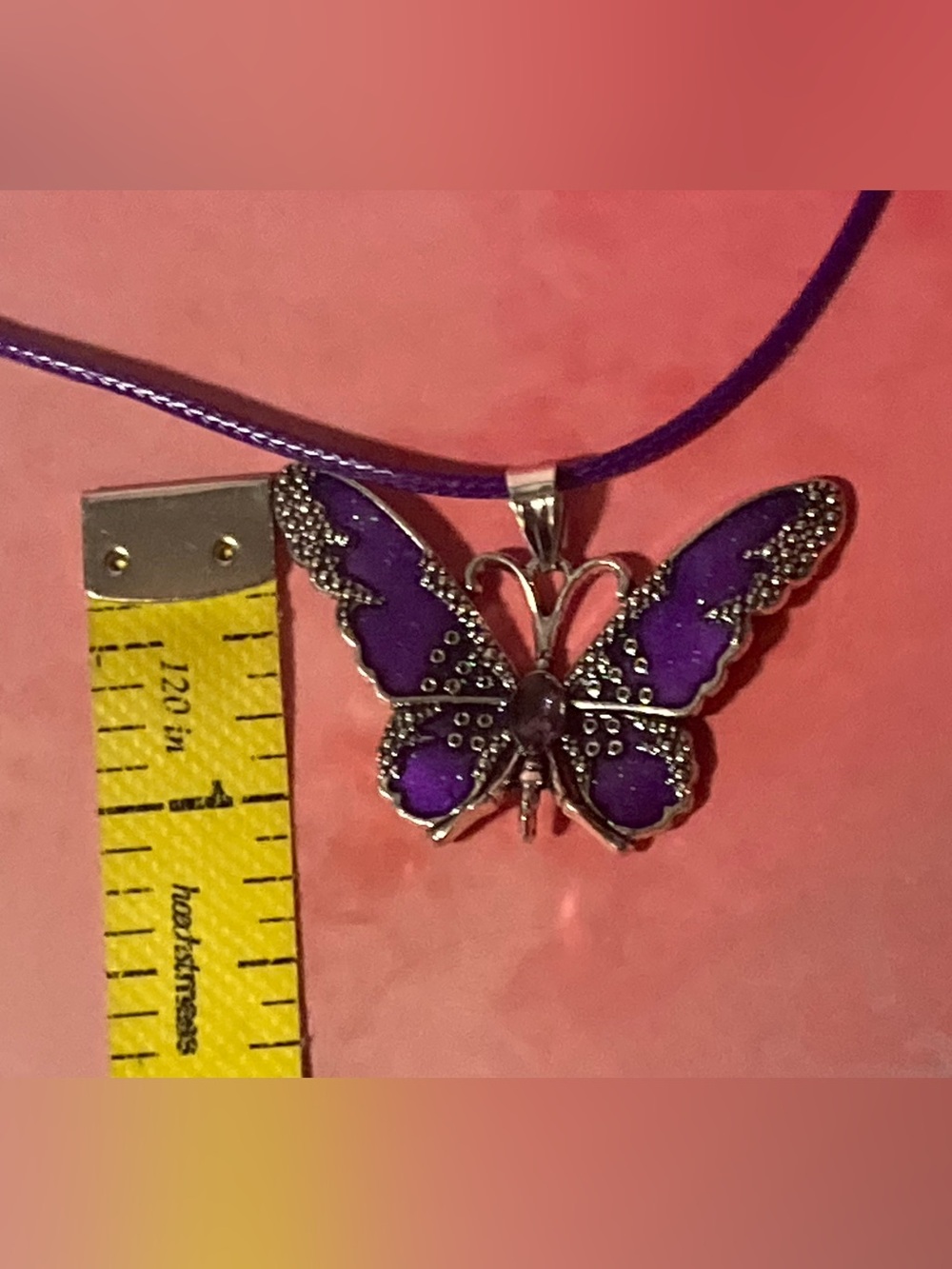 Brown & Orange Butterfly Pendant Necklace - Women Jewelry - Picture 9 of 9